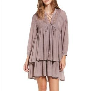 Sun & Shadow Lilac Colored Peasant Style Dress